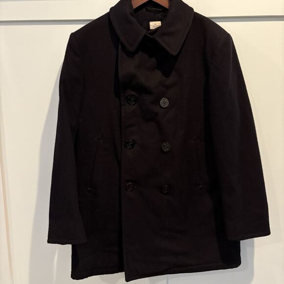 US Navy Enlisted Pea Coat 42 L Black Wool Overcoat 8405-01-154-5794